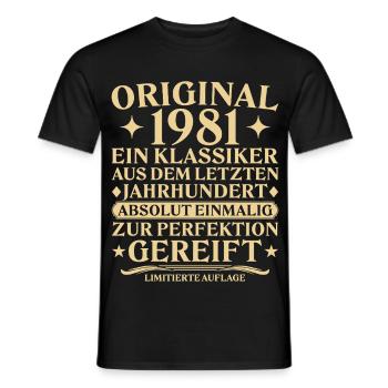 Original 1981 Classic Last Century - Men's T-Shirt - black - Front - AI Model Male 178 light (178cm)