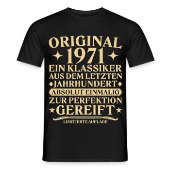 Original 1971 Klassiker Letztes Jahrhundert - Männer T-Shirt - Schwarz - Vorne - AI Model Male 178 light (178cm)