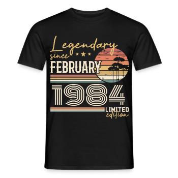 Février 1984 anniversaire 1984 légendes Février - T-shirt homme - noir - Devant - AI Model Male 178 light (178cm)
