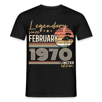 Février 1970 anniversaire 1970 légendes Février - T-shirt homme - noir - Devant - AI Model Male 178 light (178cm)