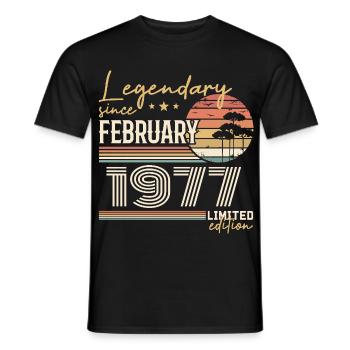 Février 1977 anniversaire 1977 légendes Février - T-shirt homme - noir - Devant - AI Model Male 178 light (178cm)
