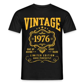 Vintage 1976 Geburtsjahr Retro Geschenk - Männer T-Shirt - Schwarz - Vorne - AI Model Male 178 light (178cm)