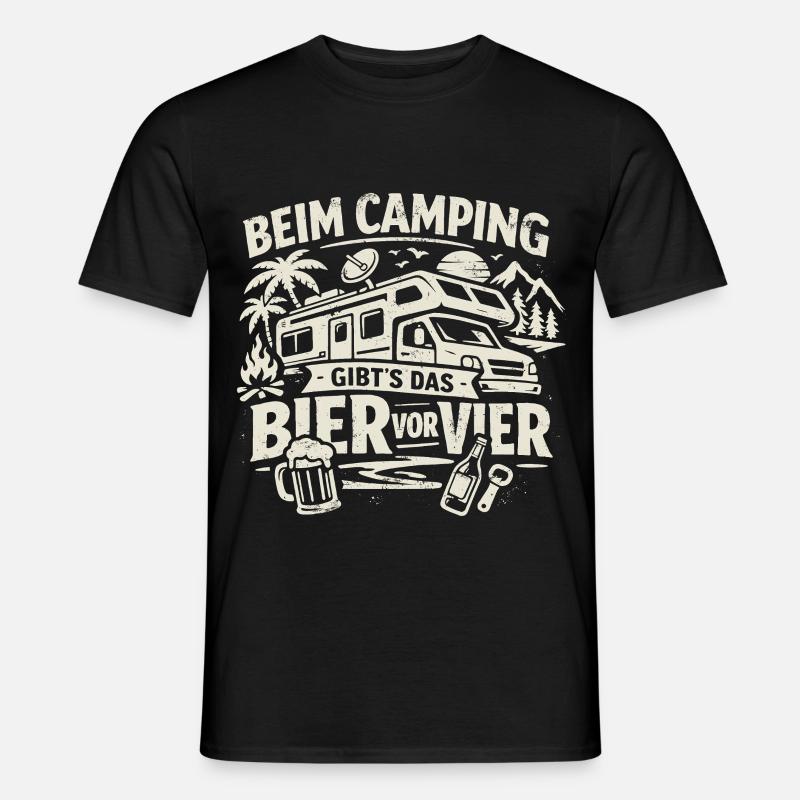 Camping | Bier vor Vier - Männer T-Shirt - Schwarz