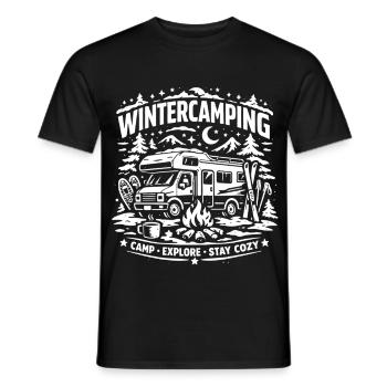 Winter Camping | Adventure - Men's T-Shirt - black - Front - AI Model Male 178 light (178cm)