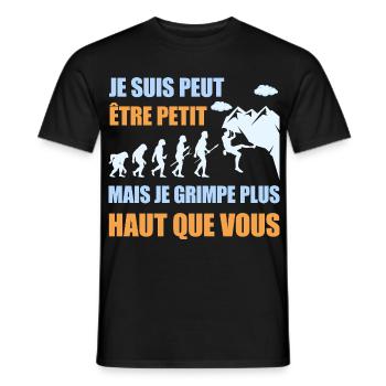Small but I climb higher humor climbing - Men's T-Shirt - black - Front - AI Model Male 178 light (178cm)