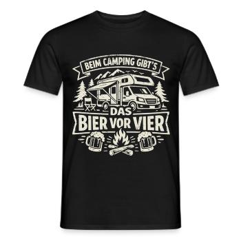 Camping | Bier vor Vier - Männer T-Shirt - Schwarz - Vorne - AI Model Male 178 light (178cm)