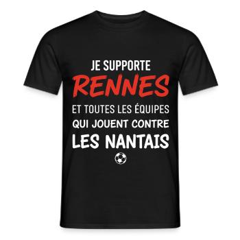 Humour football Rennes derby Bretagne Nantes - T-shirt homme - noir - Devant - AI Model Male 178 light (178cm)