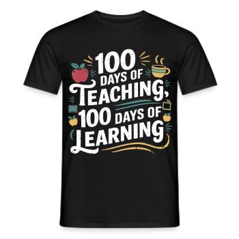 100 Tage Lehren und Lernen - Männer T-Shirt - Schwarz - Vorne - AI Model Male 178 light (178cm)