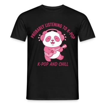 Probably Listening To K-Pop And Chill Panda - Men's T-Shirt - black - Front - AI Model Male 178 light (178cm)