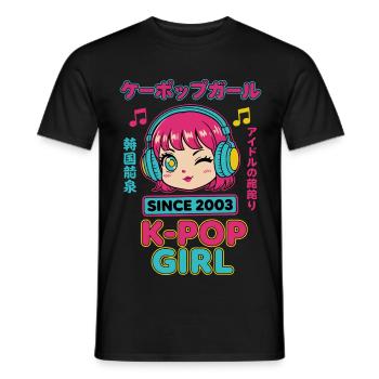 Depuis 2003, K-Pop Girl Musique coréenne Anime mignon - T-shirt homme - noir - Devant - AI Model Male 178 light (178cm)