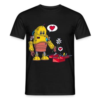 Der Roboter und die Liebe - Männer T-Shirt - Schwarz - Vorne - AI Model Male 178 light (178cm)