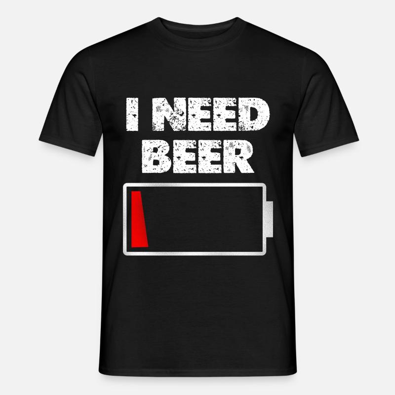 I Need Beer – Battery empty - Men's T-shirt - black