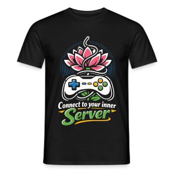 Connect to your inner Server - Gamer Yoga - Männer T-Shirt - Schwarz - Vorne - AI Model Male 178 light (178cm)