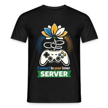 Connect to your inner Server - Gamer Yoga - Männer T-Shirt - Schwarz - Vorne - AI Model Male 178 light (178cm)
