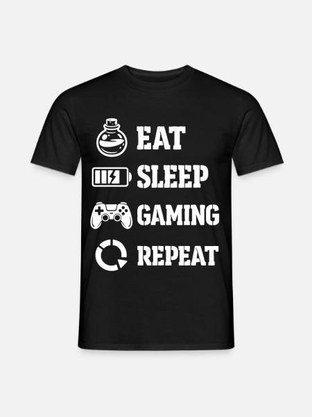 Répétition du jeu Eat Sleep – Pixel Symbolism - T-shirt homme - noir