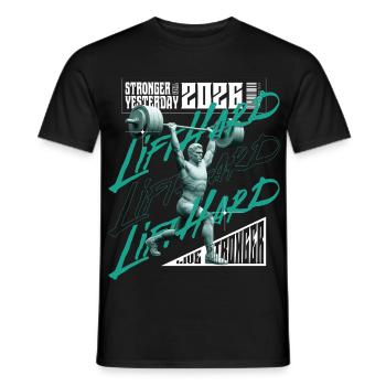 Homme en musculation, version rose violet clair - T-shirt homme - noir - Devant - AI Model Male 178 light (178cm)