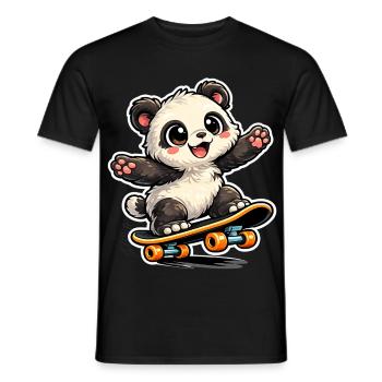Panda Skateboard Freude - Männer T-Shirt - Schwarz - Vorne - AI Model Male 178 light (178cm)