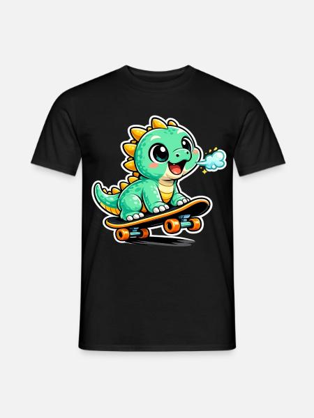 Grüner Dino Skateboardheld - Männer T-Shirt - Schwarz