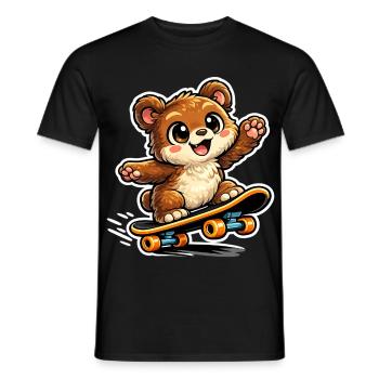 Kuschelbär Skateboard-Abenteuer - Männer T-Shirt - Schwarz - Vorne - AI Model Male 178 light (178cm)