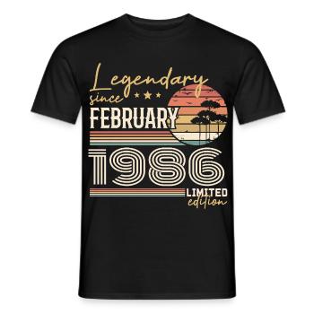 February 1986 Anniversary 1986 Legends February - Men's T-Shirt - black - Front - AI Model Male 178 light (178cm)