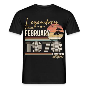 Février 1978 anniversaire 1978 légendes Février - T-shirt homme - noir - Devant - AI Model Male 178 light (178cm)