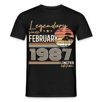 February 1987 Birthday 1987 Legends February - Men's T-Shirt - black - Front - AI Model Male 178 light (178cm)