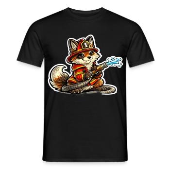 Fuchs Feuerwehrheld im Einsatz - Männer T-Shirt - Schwarz - Vorne - AI Model Male 178 light (178cm)