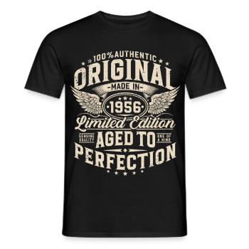 Cadeau d’anniversaire vintage 1956 - T-shirt homme - noir - Devant - AI Model Male 178 light (178cm)