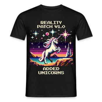 Reality Patch 1.0 | Licornes ajoutées - T-shirt homme - noir - Devant - AI Model Male 178 light (178cm)