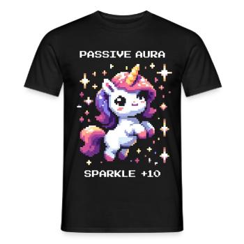 Passive Aura aktiv | Glitzer Bonus - Männer T-Shirt - Schwarz - Vorne - AI Model Male 178 light (178cm)