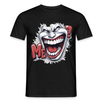 Crazy Laughing white face in a comics style - T-shirt homme - noir - Devant - AI Model Male 178 light (178cm)