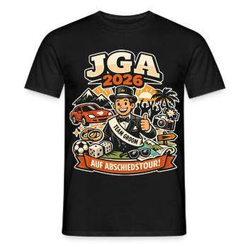 JGA 2026 Lustig Geschenk - Männer T-Shirt - Schwarz - Vorne - AI Model Male 178 light (178cm)