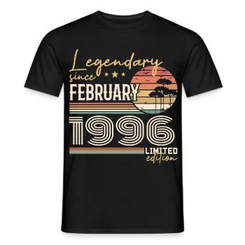 Février 1996 anniversaire 1996 légendes Février - T-shirt homme - noir - Devant - AI Model Male 178 light (178cm)