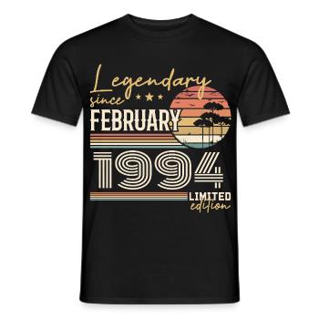 Février 1994 anniversaire 1994 légendes Février - T-shirt homme - noir - Devant - AI Model Male 178 light (178cm)