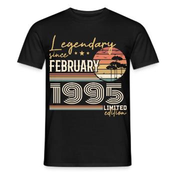 Février 1995 anniversaire 1995 légendes Février - T-shirt homme - noir - Devant - AI Model Male 178 light (178cm)
