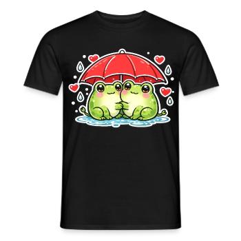 Kuschelfrosch mit rotem Regenschirm - Männer T-Shirt - Schwarz - Vorne - AI Model Male 178 light (178cm)