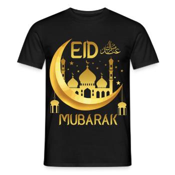 Eid Mubarak Happy Ramadan Allah Islamic Holiday - Men's T-Shirt - black - Front - AI Model Male 178 light (178cm)