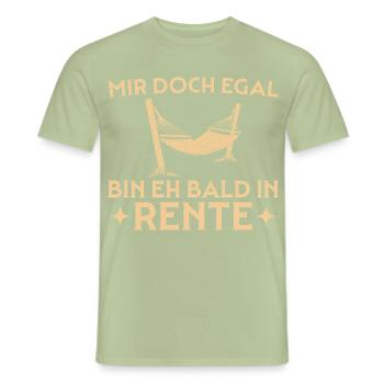 Retraite, je m’en fiche - adieu à la retraite - T-shirt homme - vert sauge - Devant - AI Model Male 178 light (178cm)