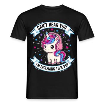 ICH KANN DICH NICHT HÖREN, ICH HÖRE K-POP-MUSIK LIEBE - Männer T-Shirt - Schwarz - Vorne - AI Model Male 178 light (178cm)