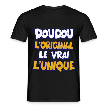Doudou, the original, the real, the unique, Tender humour - Men's T-Shirt - black - Front - AI Model Male 178 light (178cm)