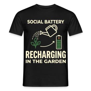 Social Battery Recharging Garden Humor - Men's T-Shirt - black - Front - AI Model Male 178 light (178cm)