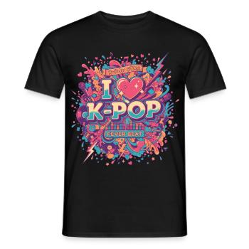 J’adore la musique coréenne K-Pop Fever Beat - T-shirt homme - noir - Devant - AI Model Male 178 light (178cm)