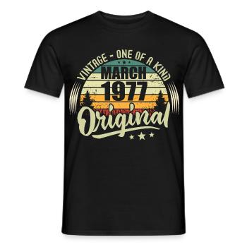 Légende Vivante Depuis Mars 1977 - T-shirt homme - noir - Devant - AI Model Male 178 light (178cm)
