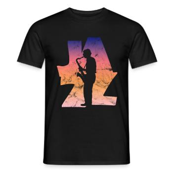 Jazz Saxophonist - Men's T-Shirt - black - Front - AI Model Male 178 light (178cm)