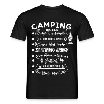 Real Camping Rules : Aventure en plein air - T-shirt homme - noir - Devant - AI Model Male 178 light (178cm)