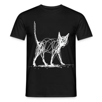 Minimalistisch, Gezeichnete Katze, Minimalismus - Männer T-Shirt - Schwarz - Vorne - AI Model Male 178 light (178cm)