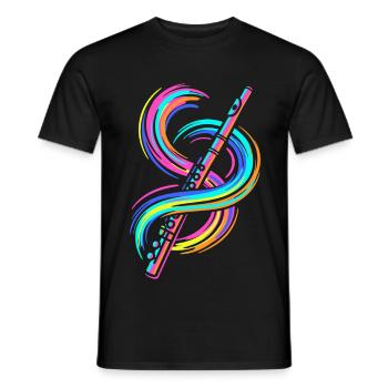 Flûte colorée - T-shirt homme - noir - Devant - AI Model Male 178 light (178cm)