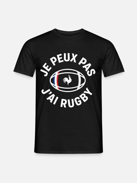 French Rugby Rooster – I Can't - Men's T-Shirt - black