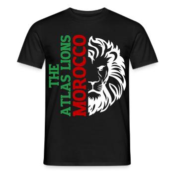Vertikale Marokko-Typografie mit AtlasLion - Männer T-Shirt - Schwarz - Vorne - AI Model Male 178 light (178cm)