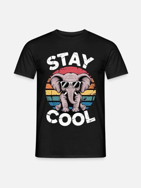 Stay Cool Elefant - Kinder Retro - Männer T-Shirt - Schwarz